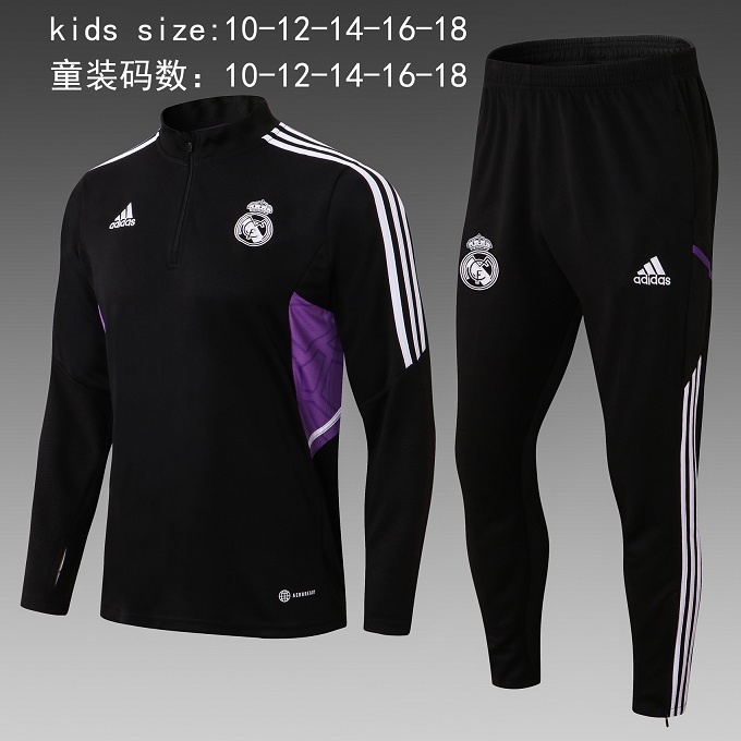 Kids Real Madrid 22/23 Trackusit - Black/Purple